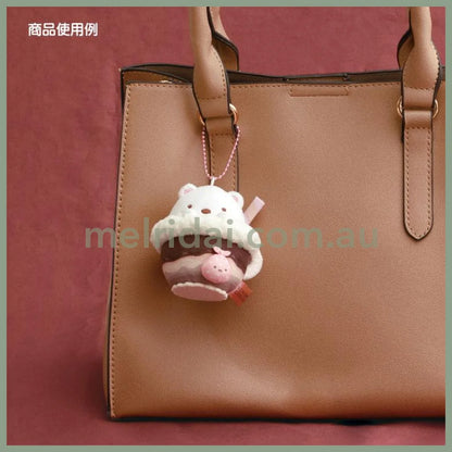SAN-X | Sumikko Gurashi Shirokuma Strawberry Hanging Plush Keychain 105×65×65mm (Chocolate Fair at Sumikko Cafe)