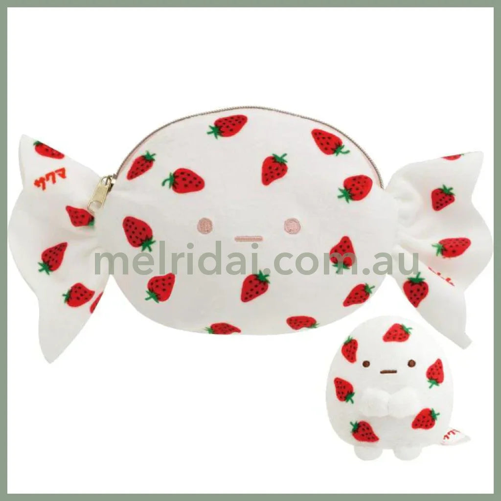 San-X | Sumikko Gurashi Tapioca Mini Tenori Plush & Pouch Set 100×130×90Mm (Sakuma Strawberry