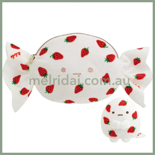 San-X | Sumikko Gurashi Tapioca Mini Tenori Plush & Pouch Set 100×130×90Mm (Sakuma Strawberry