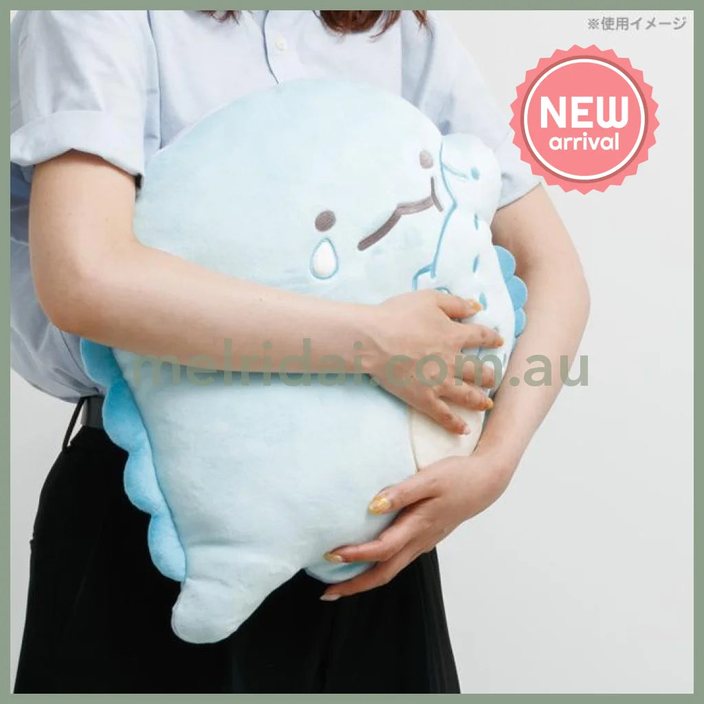 SAN-X | Sumikko Gurashi Tokage Lizard & Mother Cushion 390×420×110mm (Blue Okiniiri)
