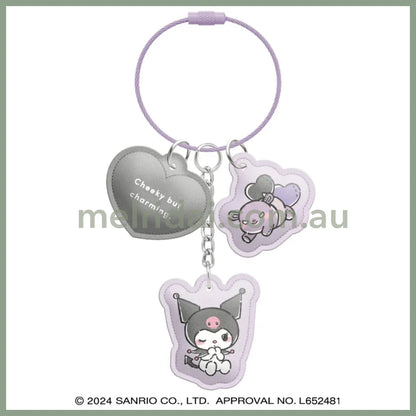 Sanrio | 3-Row Keychain/Key Ring/Key Holder Kuromi H140×W80×D15Mm