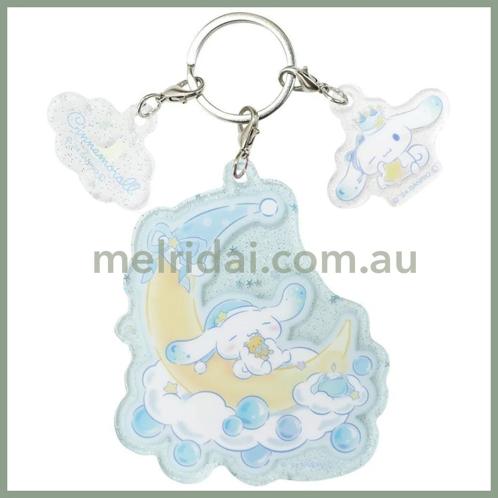 SANRIO | Acrylic Keychain 3 Charm Cinnamoroll 1 x 11 x 10cm (Sleeping Well On Moon/Peaceful Sleeping)