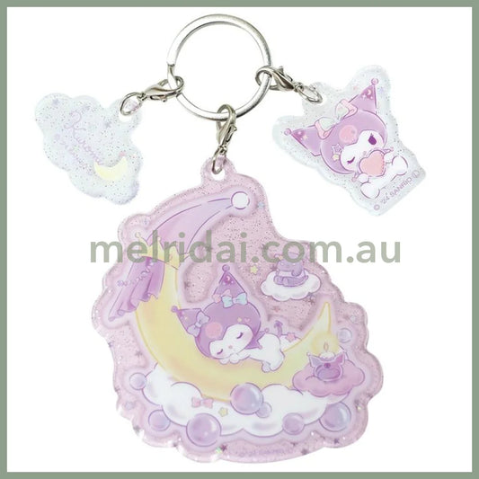SANRIO | Acrylic Keychain 3 Charm Kuromi 1 x 11 x 10cm (Sleeping Well On Moon/Peaceful Sleeping)