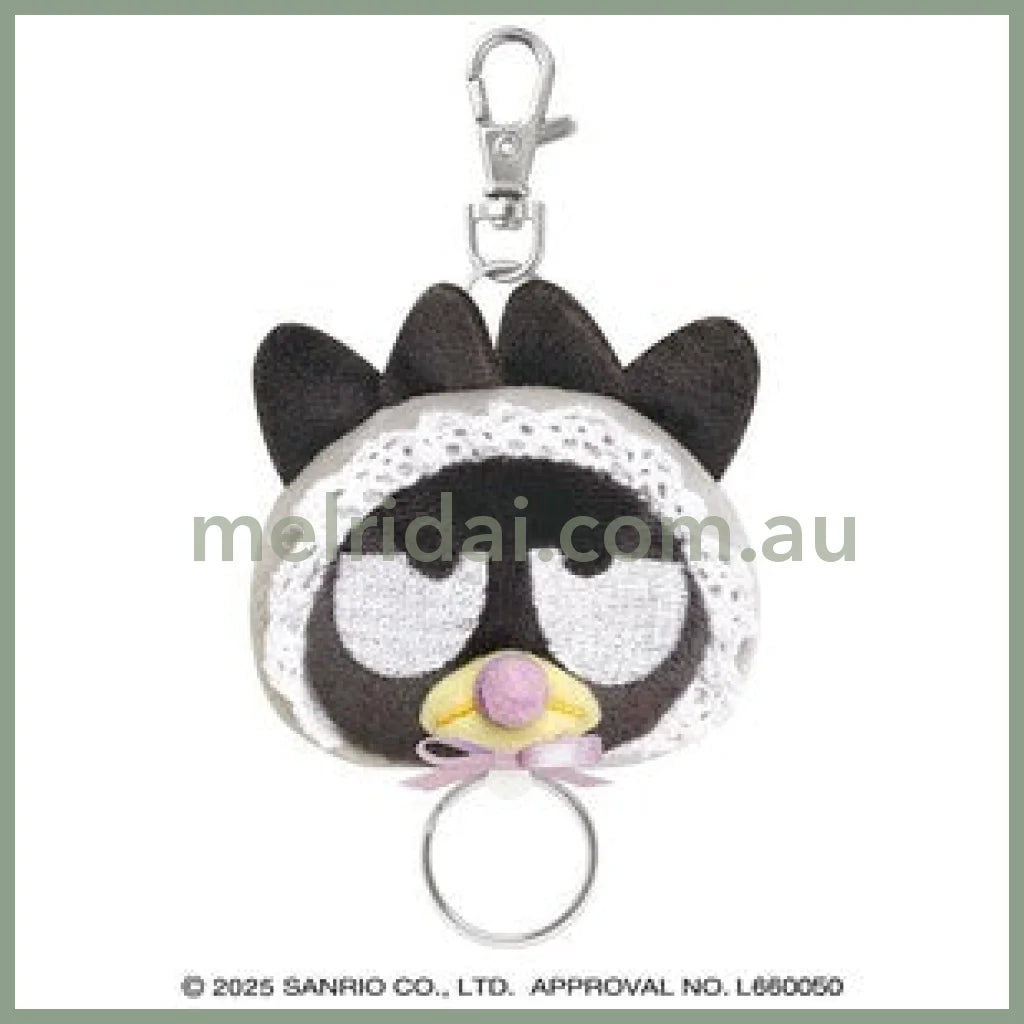 SANRIO | Bad Badtz-Maru Face Shape Mascot Holder Plush Keychain Bag Charm with Reel H130×W120×D40mm (Baby)