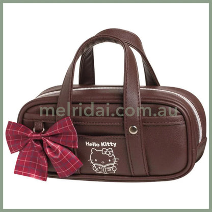 SANRIO | Boston Bag Pen Case Gogo Gal Collection Brown 80×190×55mm (Hello Kitty)