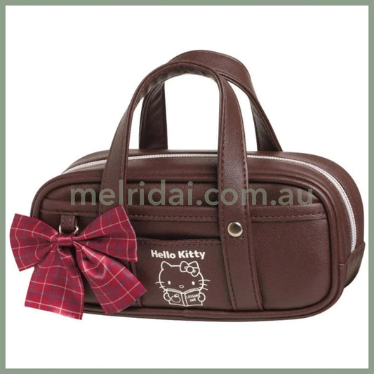 SANRIO | Boston Bag Pen Case Gogo Gal Collection Brown 80×190×55mm (Hello Kitty)