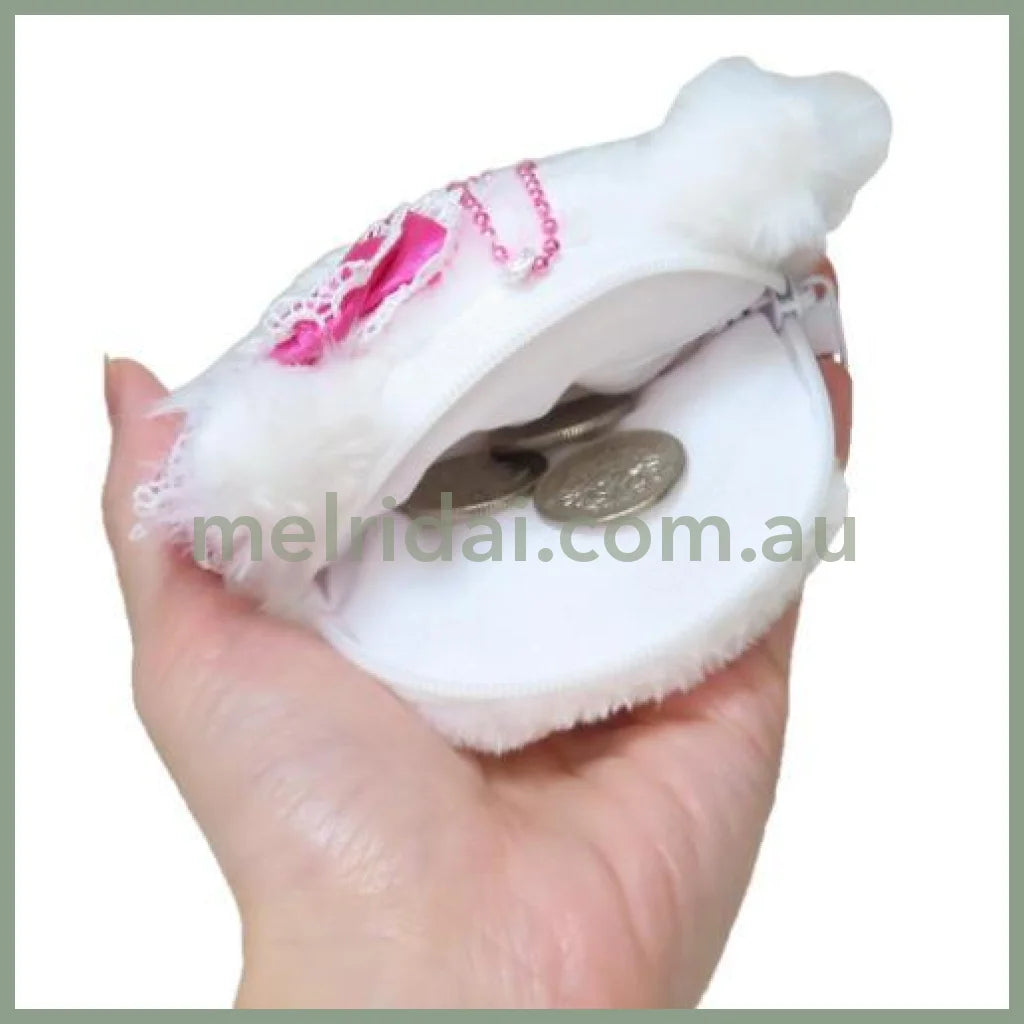 SANRIO | Charmmy Kitty Face-shaped Coin Purse Plush Keychain Bag Charm 102×80×35mm (Heart-pounding Memories Heisei