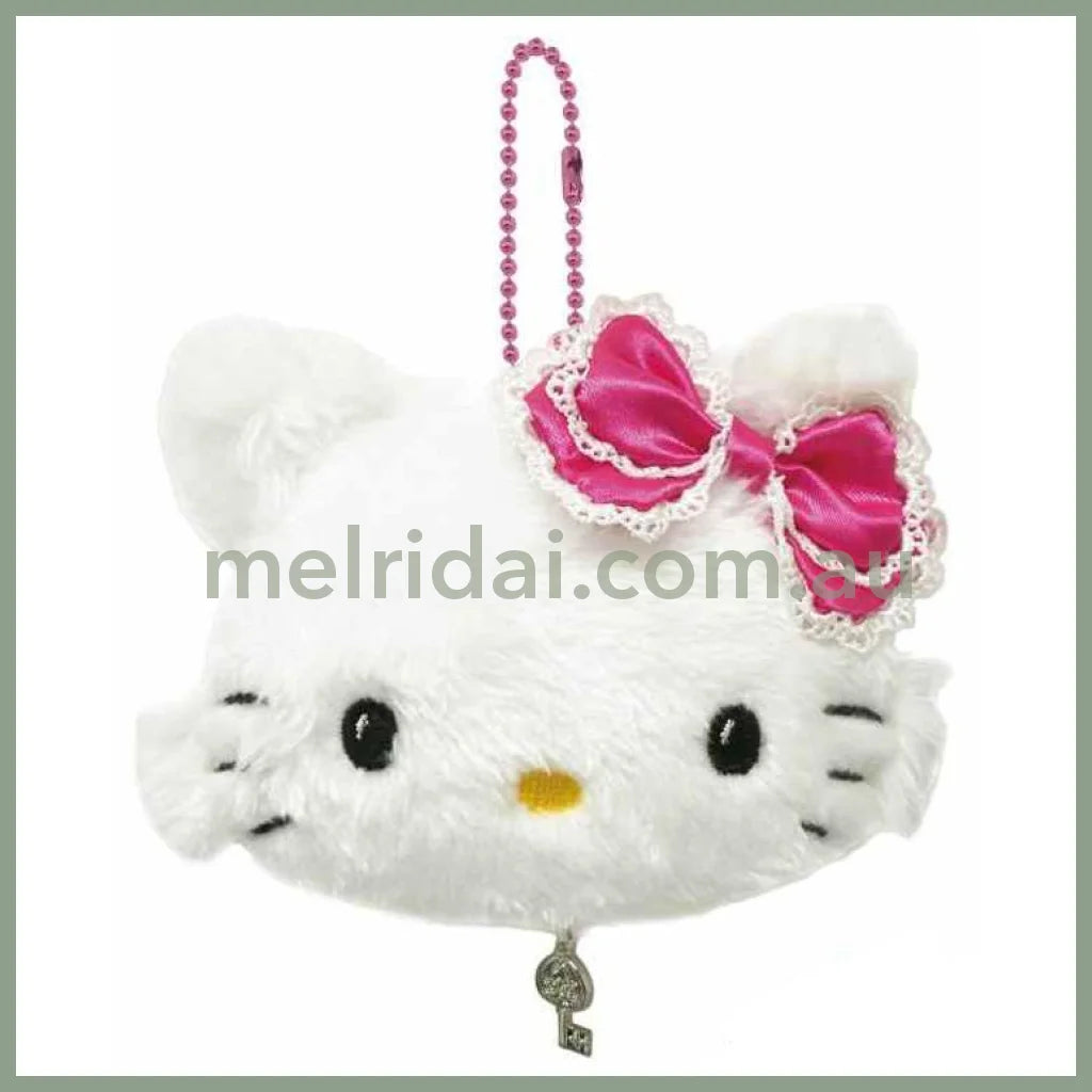 SANRIO | Charmmy Kitty Face-shaped Coin Purse Plush Keychain Bag Charm 102×80×35mm (Heart-pounding Memories Heisei