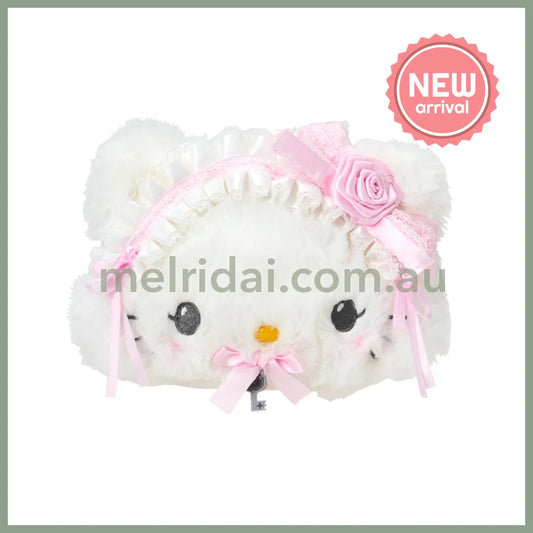 SANRIO | Charmmy Kitty Face-shaped Pouch 240×80×150mm (White Frill Design)
