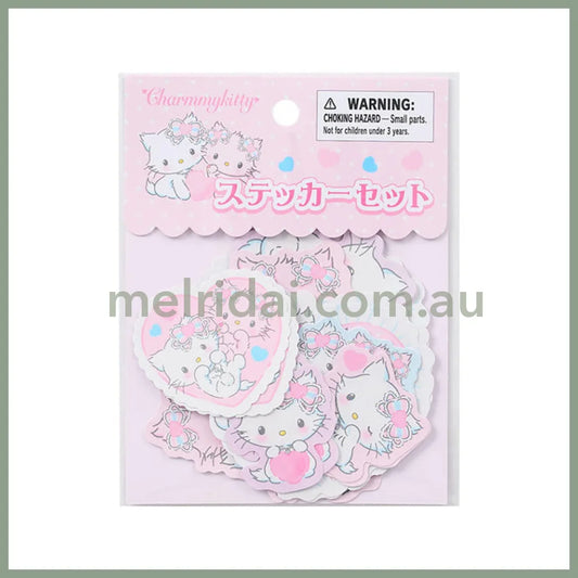 Sanrio | Charmmy Kitty Sticker Set 12×9.5×11Cm (Heisei-Born Character Fluffy Heart)
