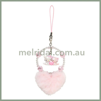 Sanrio | Charmmy Kitty Strap Phone Charm 5.3×2×17Cm (Heisei-Born Character Fluffy Heart)
