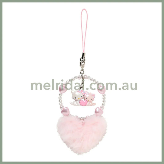 Sanrio | Charmmy Kitty Strap Phone Charm 5.3×2×17Cm (Heisei-Born Character Fluffy Heart)