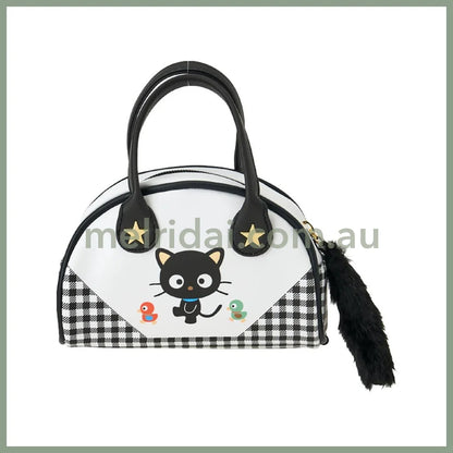 SANRIO | Chococat Mini Boston Pouch Mini Bag with Fluffy Tail Charm 17.3 x 16.1 x 7.9cm (Cat Club)