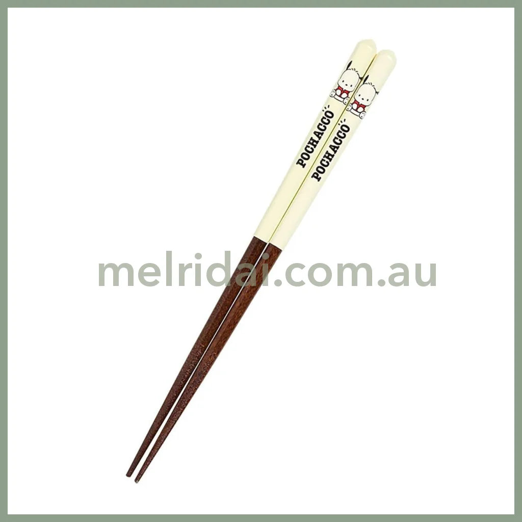SANRIO | Chopsticks 21cm Non-Slip Finish Easy to Grip Natural Wood Material (Pochacco)