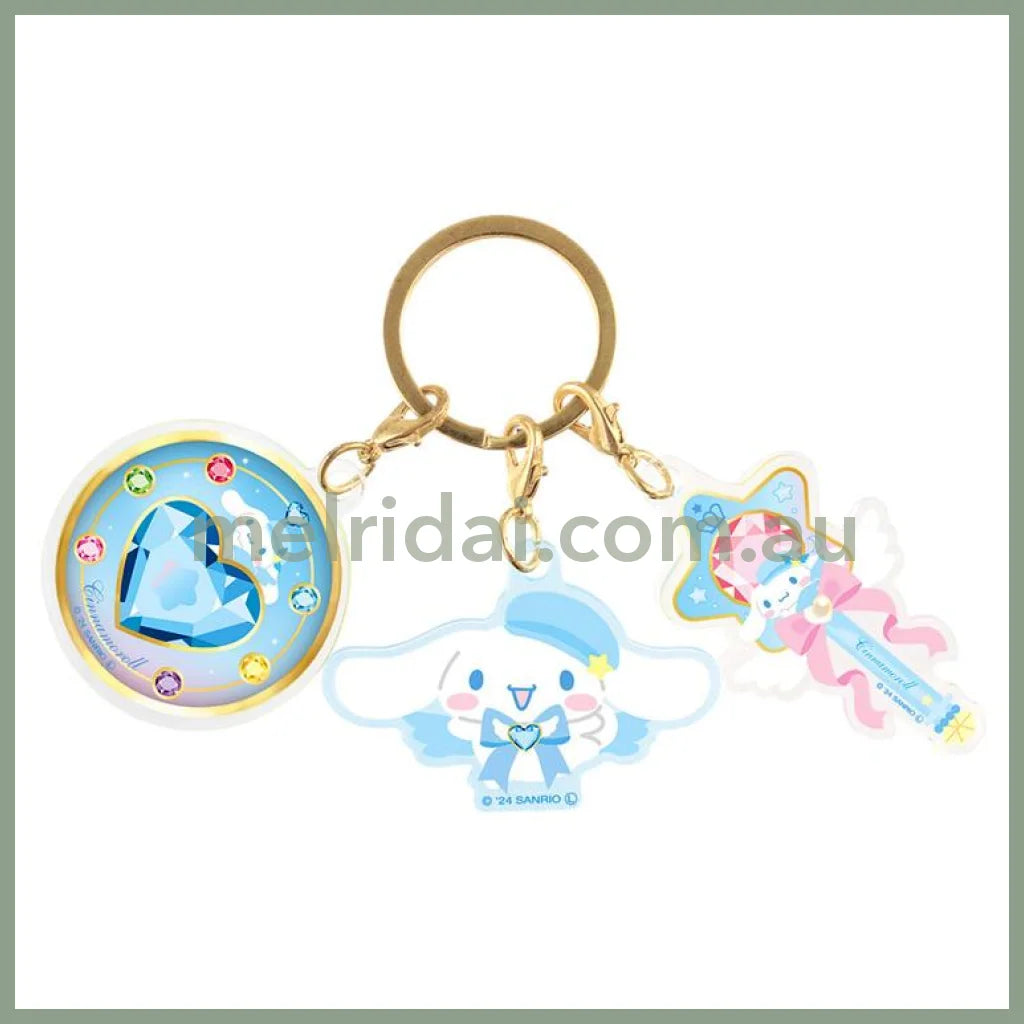 SANRIO | Cinnamoroll Acrylic Three Charm Keychain 4 x 97 x 140mm (Magical Jewelry)