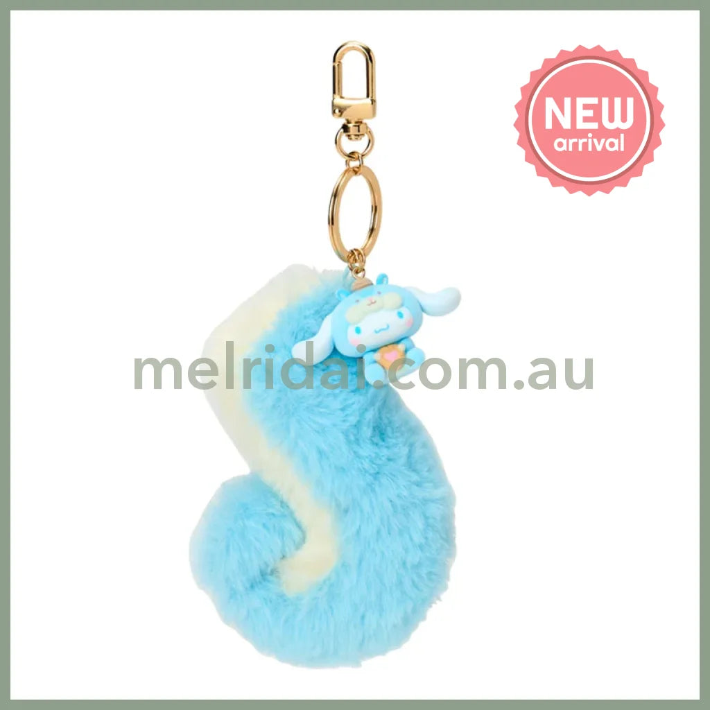 SANRIO | Cinnamoroll Dangling Fluffy Tail Flocked Mascot Keychain 55×30×30mm (Fluffy Squirrel)