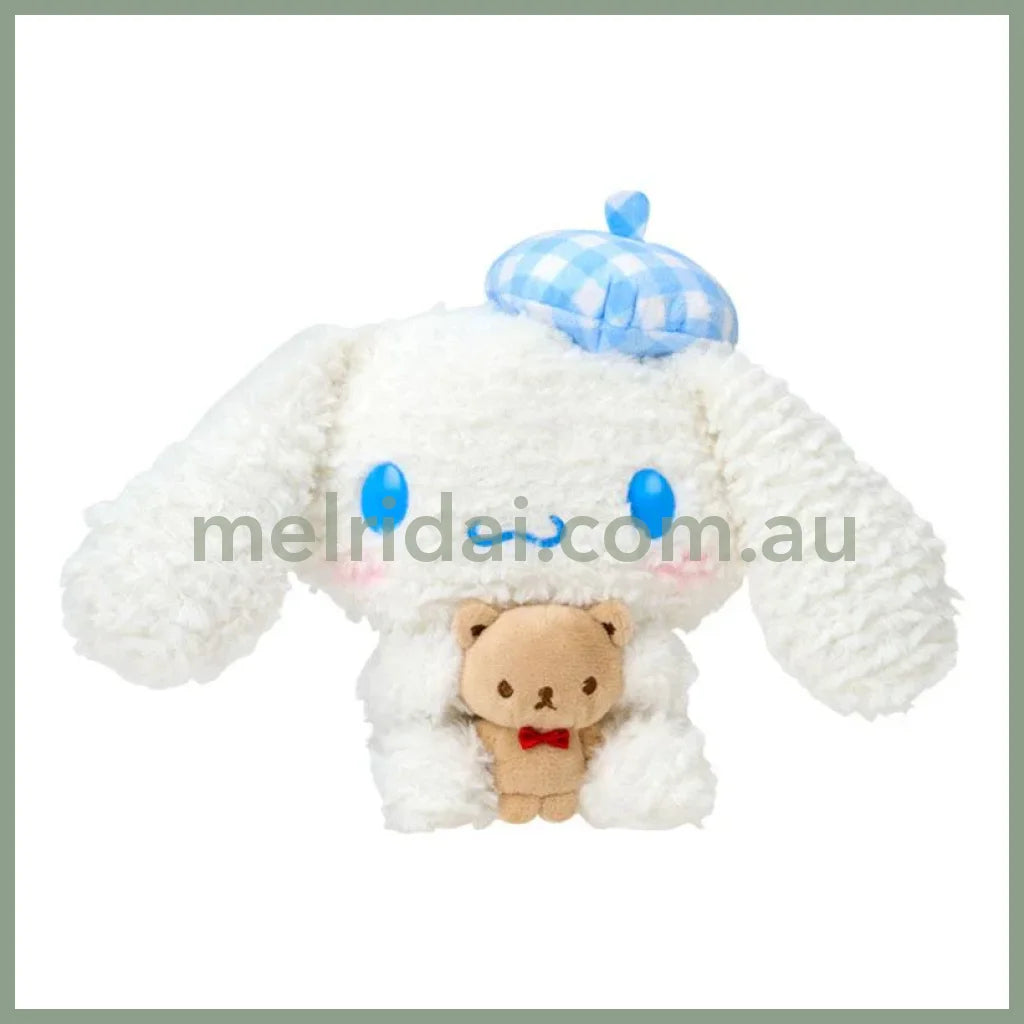 SANRIO | Cinnamoroll Gingham Beret Plush Toy Plush Doll 285×138×185mm (With Bear)