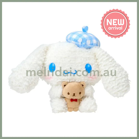 SANRIO | Cinnamoroll Gingham Beret Plush Toy Plush Doll 285×138×185mm (With Bear)