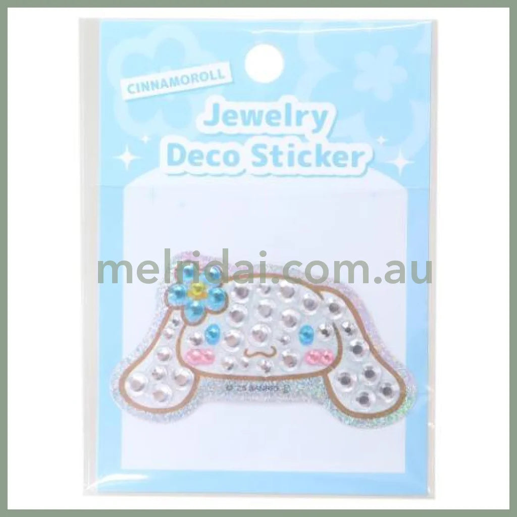 SANRIO | Cinnamoroll Jewelry Deco Sticker 65×73×5mm (Gogo Gal Collection Glitter Face Y2K)