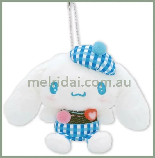 SANRIO | Cinnamoroll Mascot Holder Plush Keychain Bag Charm 12.5×16.5×8cm (Gingham Denim)
