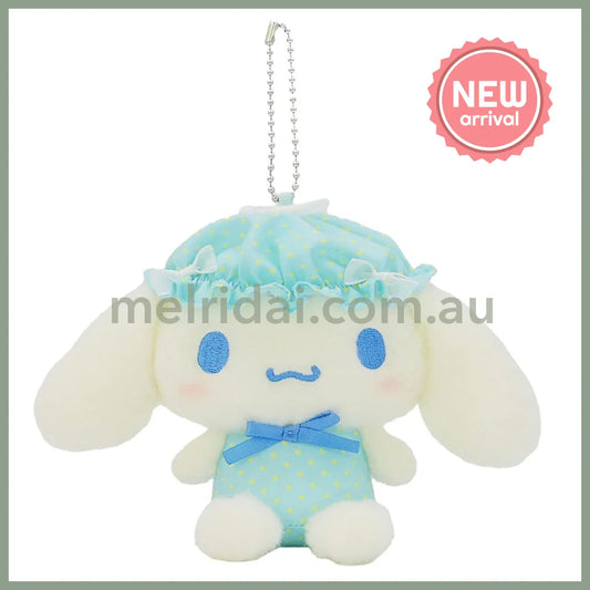 SANRIO | Cinnamoroll Mascot Holder Plush Keychain Bag Charm H15×W13×D9.5cm (Nightcap Ribbon)