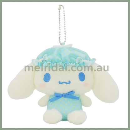 SANRIO | Cinnamoroll Mascot Holder Plush Keychain Bag Charm H15×W13×D9.5cm (Nightcap Ribbon)