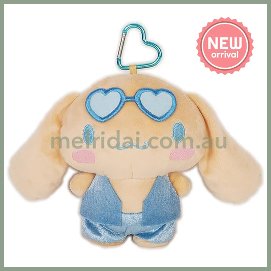 SANRIO | Cinnamoroll Mini Plush Pouch with Carabiner Keychain Bag Charm 150mm Approx. (Tan Swimsuit Party)