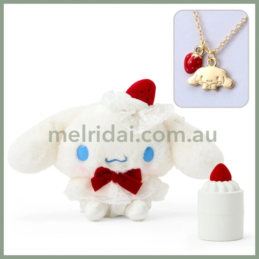Sanrio | Cinnamoroll Plush Toy W22×D10×H17Cm & Necklace 46Cm Gift Set (Shortcake)