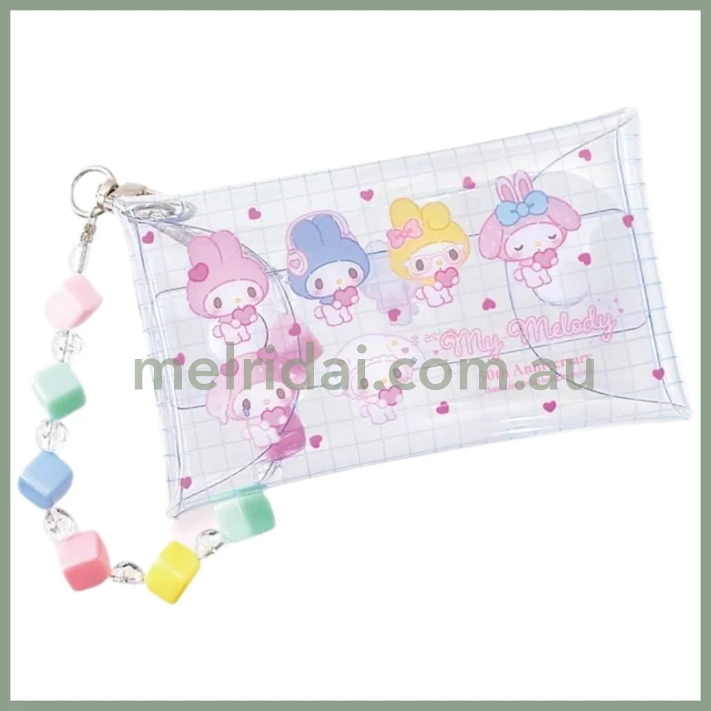 SANRIO | Clear Multi Case with Colorful Bead Chain 110×60×20mm (My Melody 50th Anniversary)