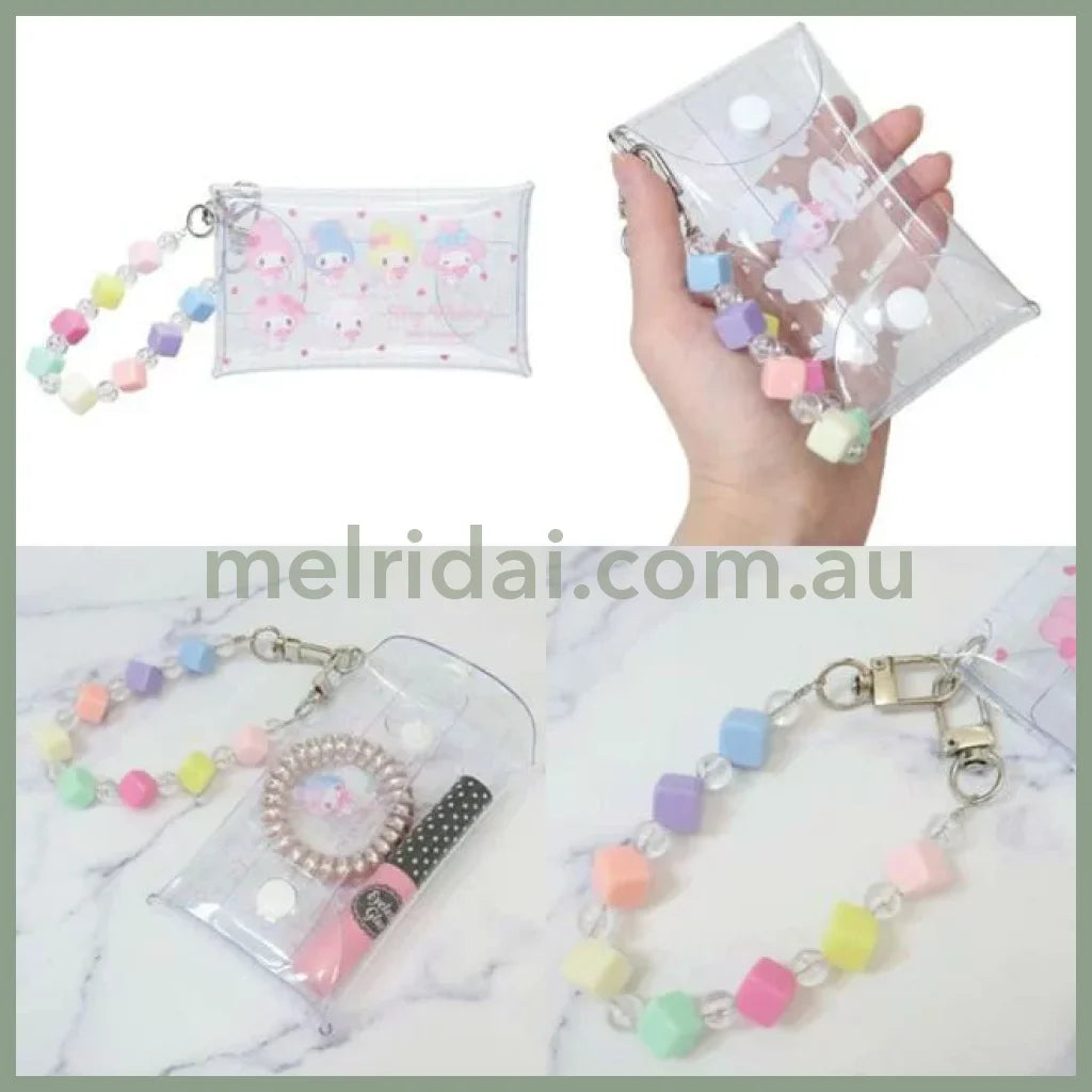 SANRIO | Clear Multi Case with Colorful Bead Chain 110×60×20mm (My Melody 50th Anniversary)