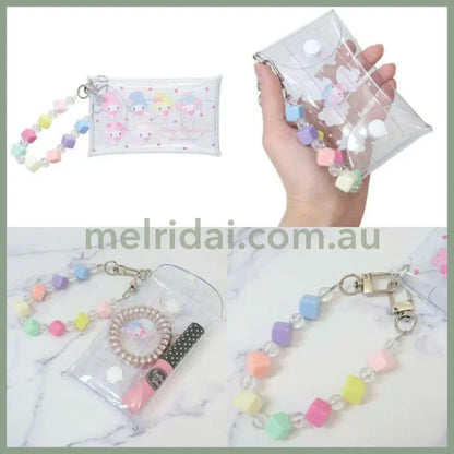 SANRIO | Clear Multi Case with Colorful Bead Chain 110×60×20mm (My Melody 50th Anniversary)