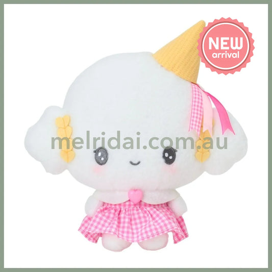 SANRIO | Cogimyun Fluffy Plush Toy Plush Doll W22 x H22 x D11 cm (10th Anniversary Gingham Heart Ice Cream)