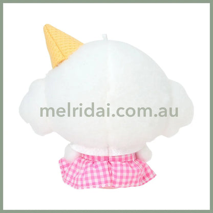 SANRIO | Cogimyun Plush Keychain Mascot Holder Bag Charm W15 x H14 x D6 cm (10th Anniversary Gingham Heart Ice Cream)