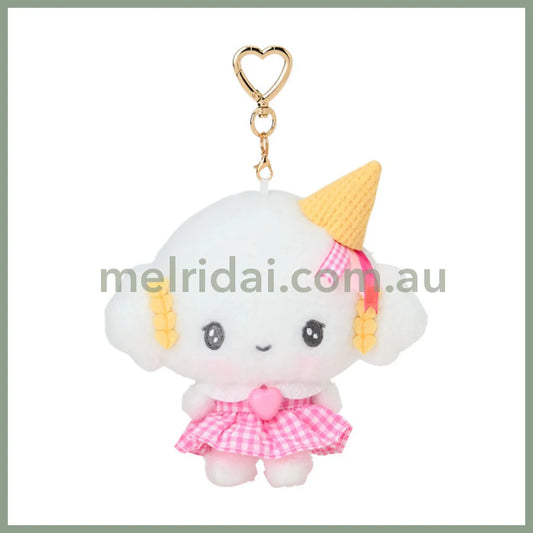 SANRIO | Cogimyun Plush Keychain Mascot Holder Bag Charm W15 x H14 x D6 cm (10th Anniversary Gingham Heart Ice Cream)