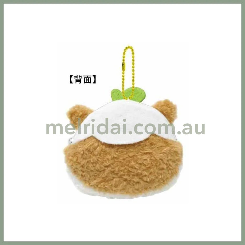 SANRIO | Corocorokuririn Face-shaped Coin Purse Plush Keychain Bag Charm 102×80×35mm (Heart-pounding Memories Heisei