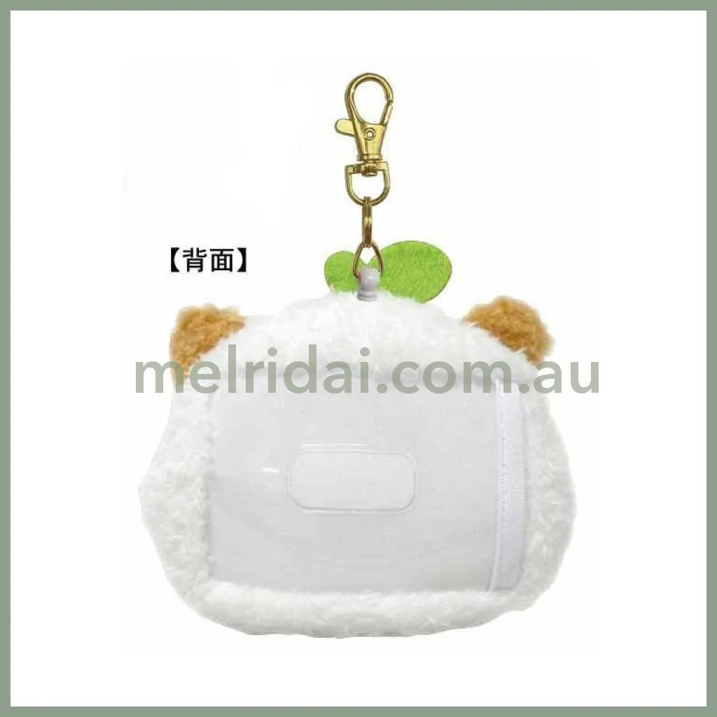 SANRIO | Corocorokuririn Face-shaped Pouch Plush Pass Case with Reel 125×95×40mm (Heart-pounding Memories Heisei Retro)