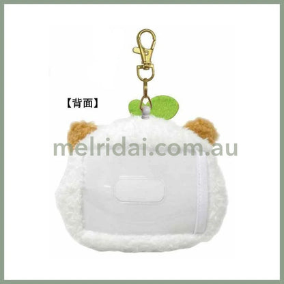 SANRIO | Corocorokuririn Face-shaped Pouch Plush Pass Case with Reel 125×95×40mm (Heart-pounding Memories Heisei Retro)