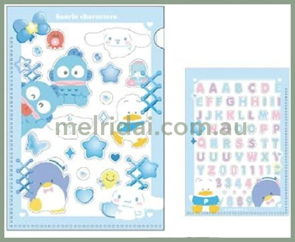 Sanrio | Customise Mini Clear File And Stickers Set 74X105Mm &/ Blue