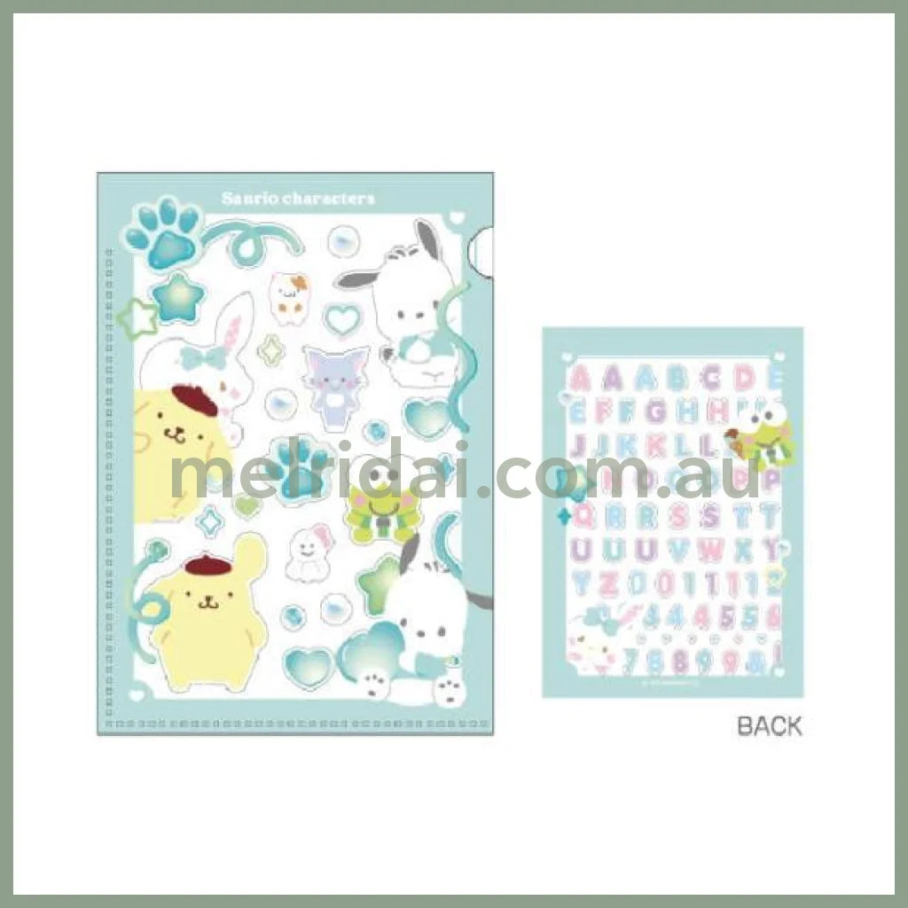 Sanrio | Customise Mini Clear File And Stickers Set 74X105Mm &/ Green