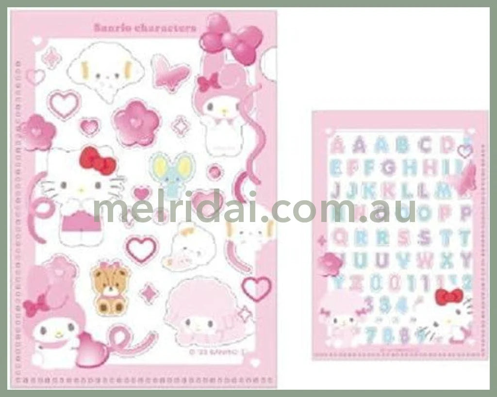 Sanrio | Customise Mini Clear File And Stickers Set 74X105Mm &/ Pink