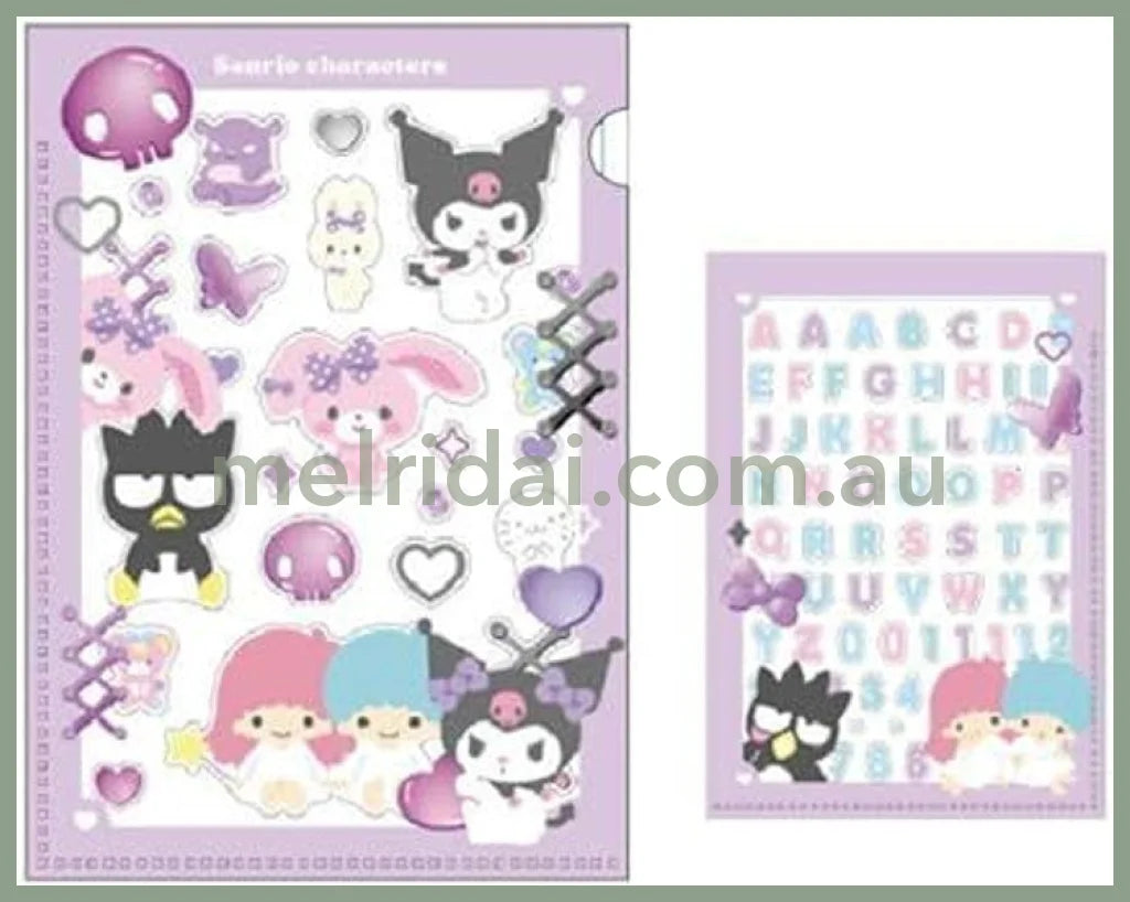 Sanrio | Customise Mini Clear File And Stickers Set 74X105Mm &/ Purple