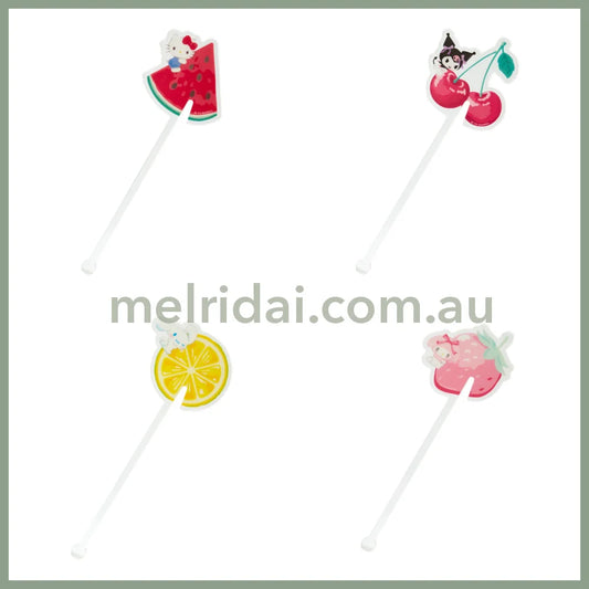 Sanrio | Decoration Stirrer Colorful Fruits 6.5×0.5×18.5Cm 日本三丽鸥 搅拌棒/挂杯装饰棒（缤纷水果系列）