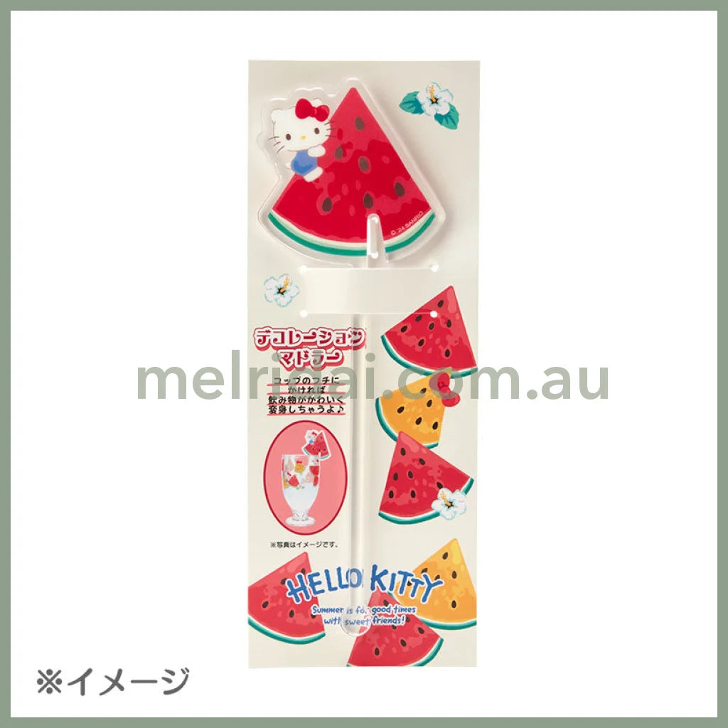 Sanrio | Decoration Stirrer Colorful Fruits 6.5×0.5×18.5Cm 日本三丽鸥 搅拌棒/挂杯装饰棒（缤纷水果系列） 凯蒂猫Hello Kitty