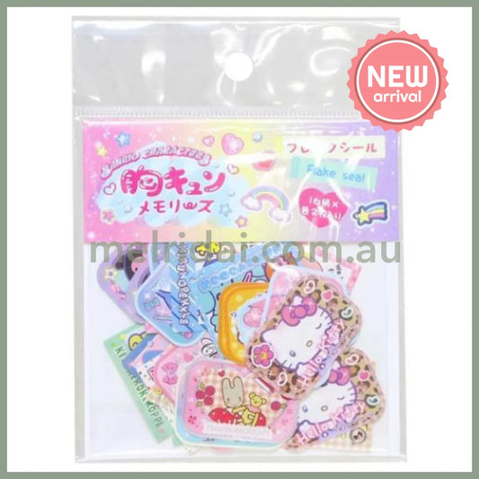 SANRIO | Die cut Flake Seal Sticker Pack A 95×126mm (Heart pounding Memories Heisei Retro Purikura Photo Style)