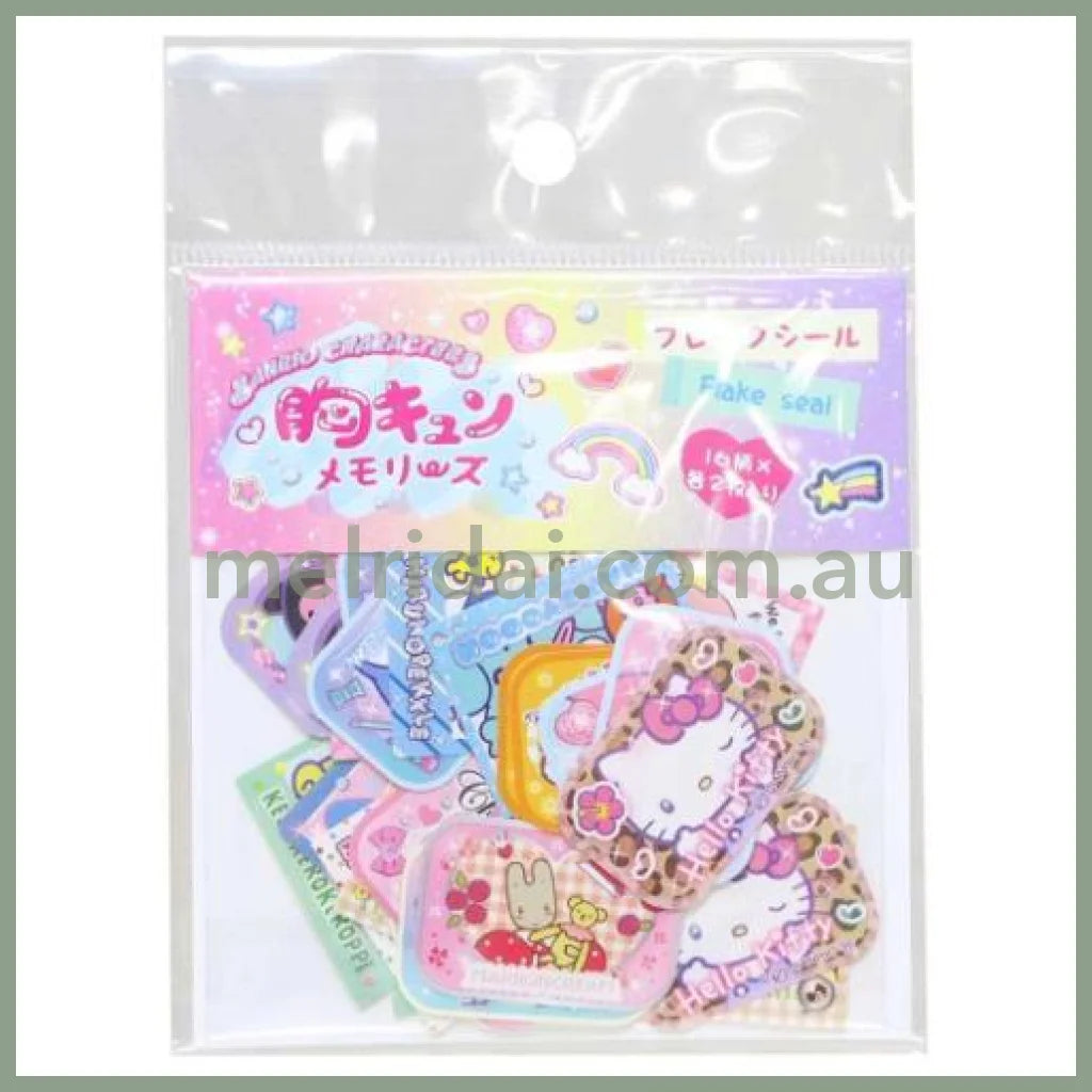 SANRIO | Die cut Flake Seal Sticker Pack A 95×126mm (Heart pounding Memories Heisei Retro Purikura Photo Style)