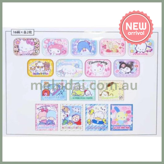 SANRIO | Die cut Flake Seal Sticker Pack A 95×126mm (Heart pounding Memories Heisei Retro Purikura Photo Style)