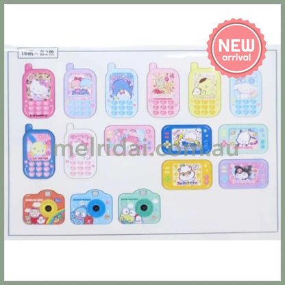 SANRIO | Die cut Flake Seal Sticker Pack B 95×126mm (Heart pounding Memories Heisei Retro Characers Mobile Style & Game