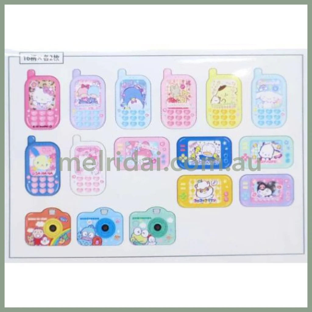 SANRIO | Die cut Flake Seal Sticker Pack B 95×126mm (Heart pounding Memories Heisei Retro Characers Mobile Style & Game
