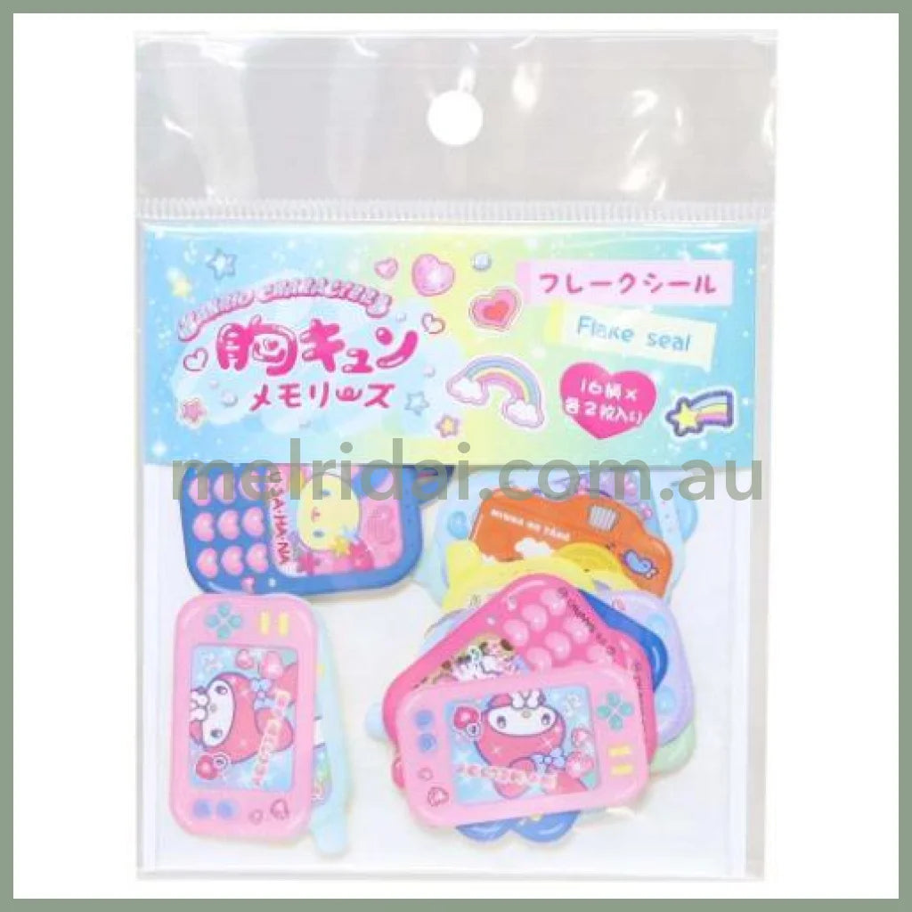 SANRIO | Die cut Flake Seal Sticker Pack B 95×126mm (Heart pounding Memories Heisei Retro Characers Mobile Style & Game
