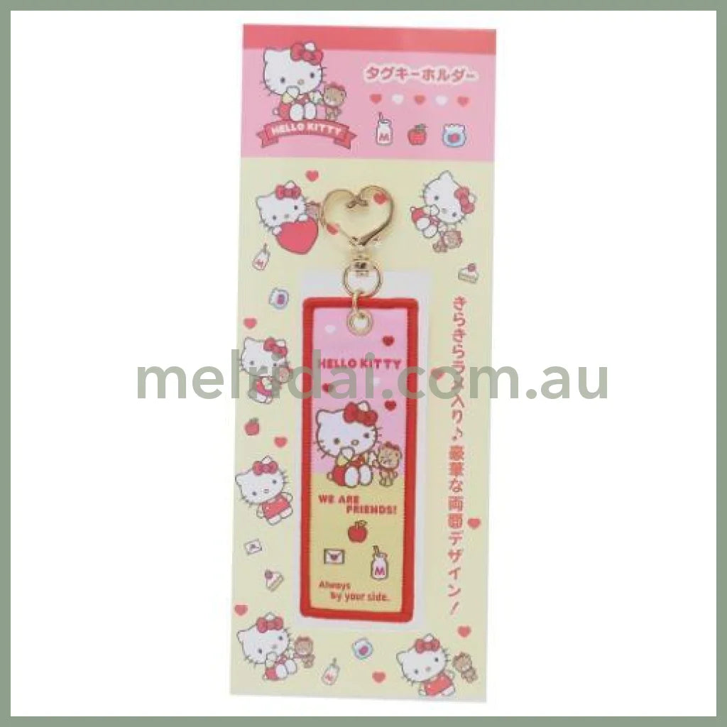 SANRIO | Double Sided Embroidery Flight Tag / LuggageTag Keychain 100x35x3.5mm (Hello Kitty)